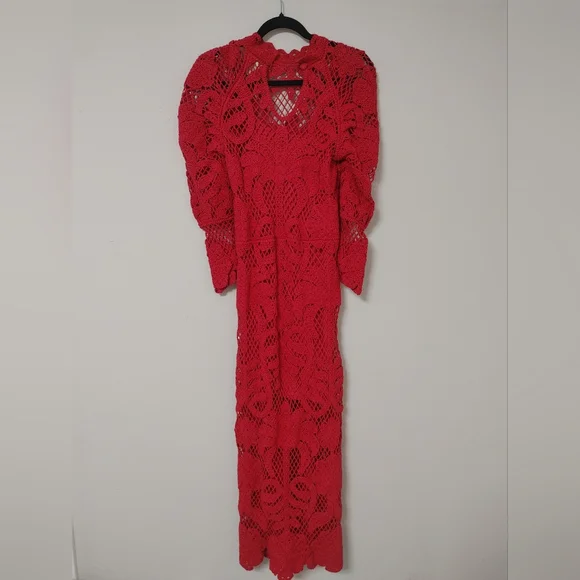 FARM Rio Scarlet Long Sleeve Lace Dress - Picture 9 of 13